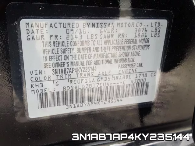 3N1AB7AP4KY235144 фото 2