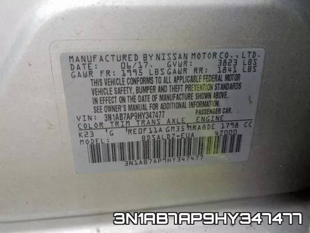 3N1AB7AP9HY347477 фото 2