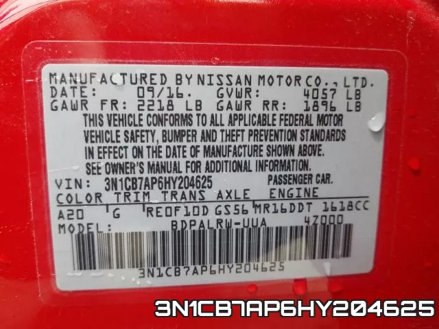 3N1CB7AP6HY204625 фото 2