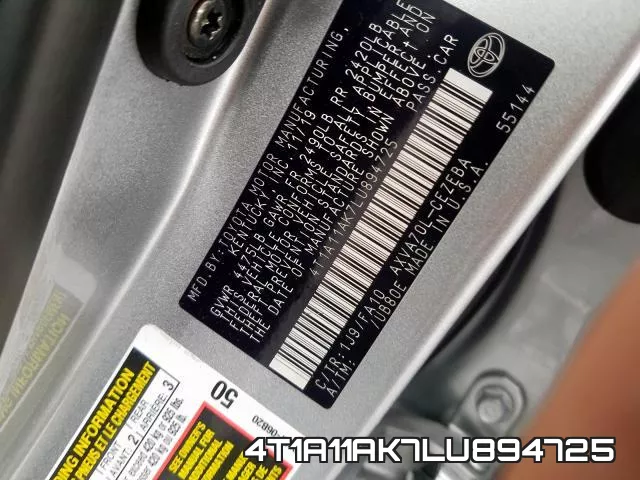 4T1A11AK7LU894725 фото 2