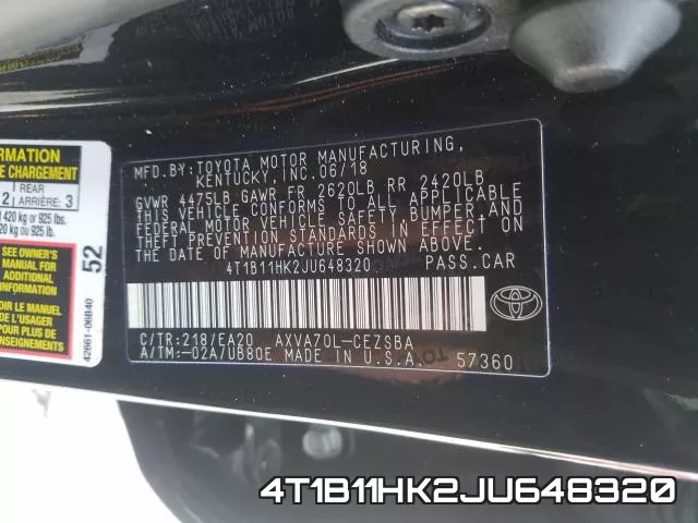 4T1B11HK2JU648320 фото 2