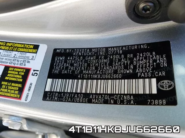 4T1B11HK8JU662660 фото 2