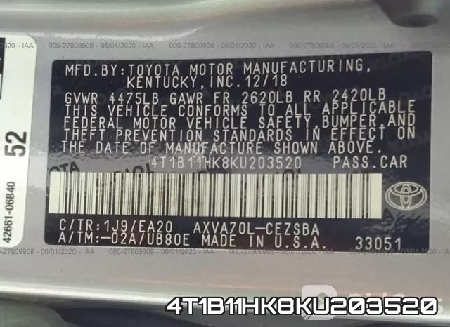4T1B11HK8KU203520 фото 10