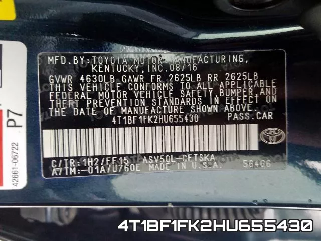 4T1BF1FK2HU655430 фото 2