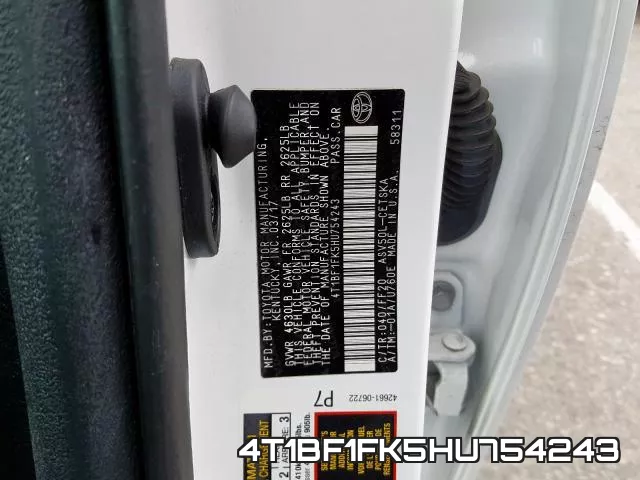 4T1BF1FK5HU754243 фото 2