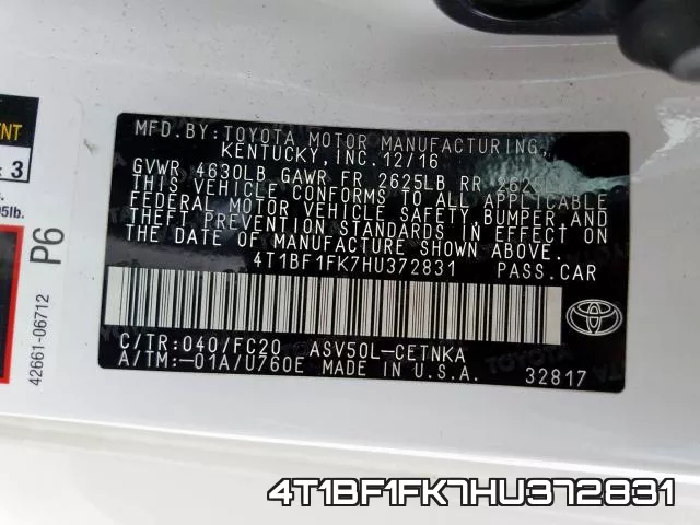 4T1BF1FK7HU372831 фото 2