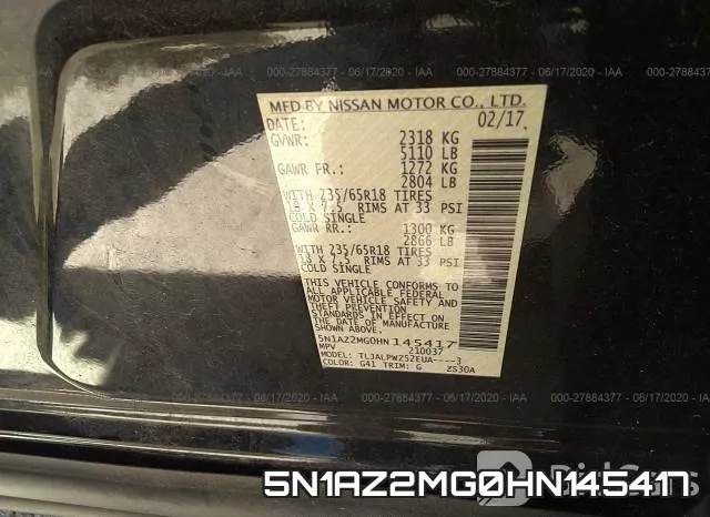 5N1AZ2MG0HN145417 фото 10