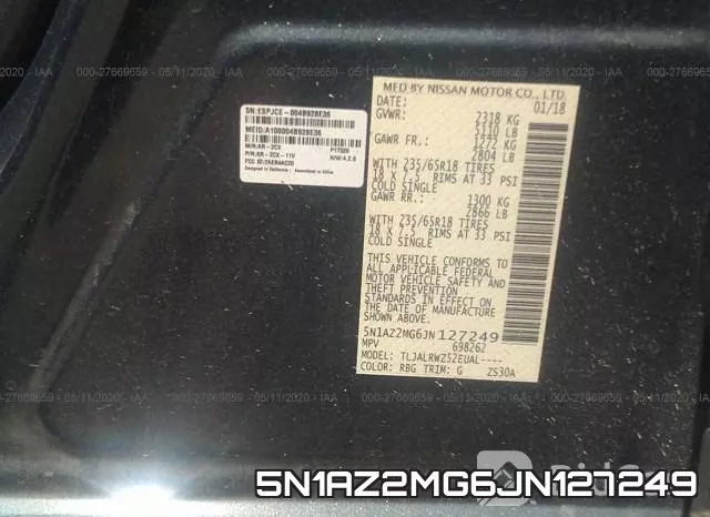 5N1AZ2MG6JN127249 фото 10