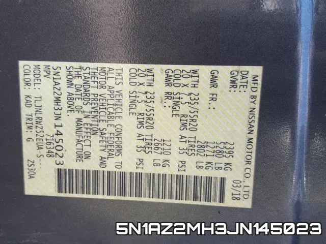 5N1AZ2MH3JN145023 фото 2