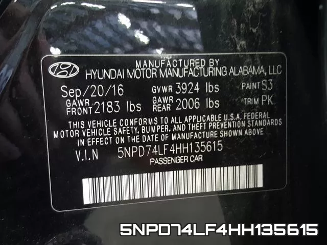 5NPD74LF4HH135615 фото 2