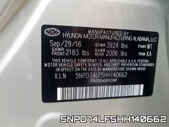 5NPD74LF5HH140662 фото 2