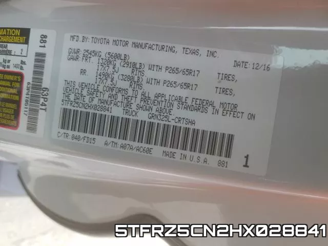 5TFRZ5CN2HX028841 фото 2