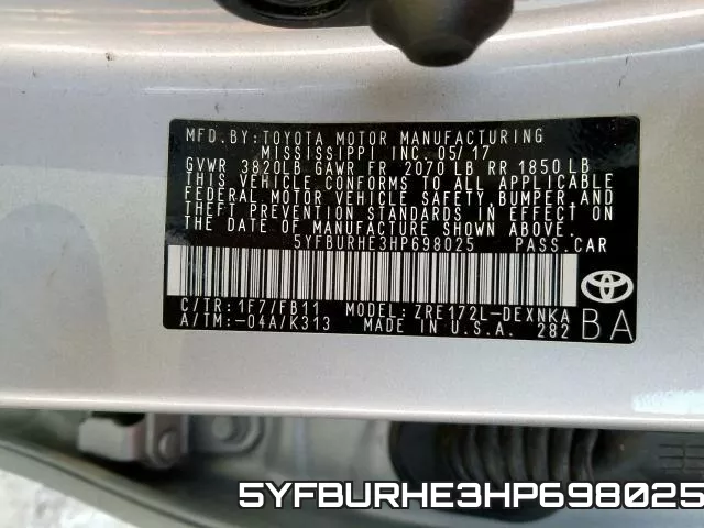 5YFBURHE3HP698025 фото 2
