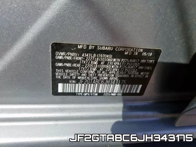 JF2GTABC6JH343175 фото 2