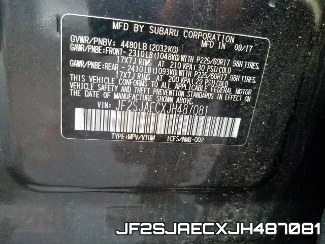 JF2SJAECXJH487081 фото 2