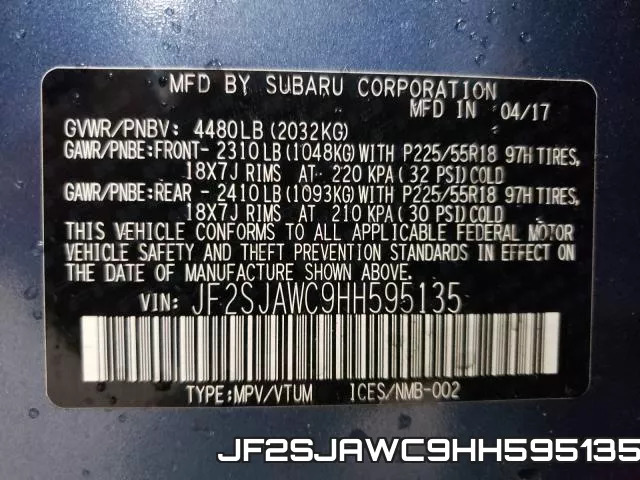 JF2SJAWC9HH595135 фото 2