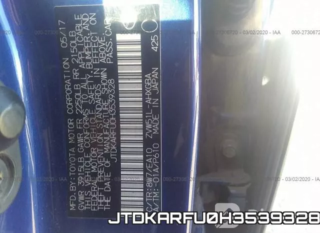JTDKARFU0H3539328 фото 10