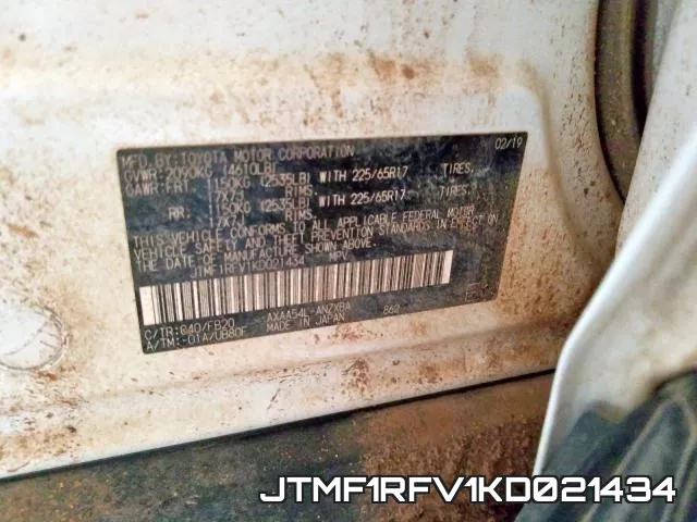 JTMF1RFV1KD021434 фото 2