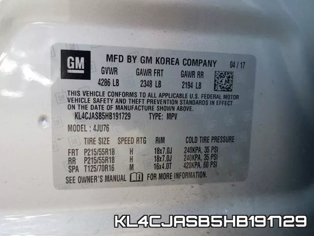 KL4CJASB5HB191729 фото 2