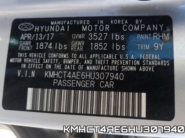 KMHCT4AE6HU307940 фото 2