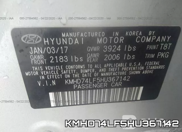 KMHD74LF5HU367142 фото 10
