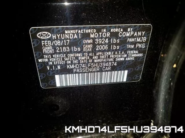 KMHD74LF5HU394874 фото 2