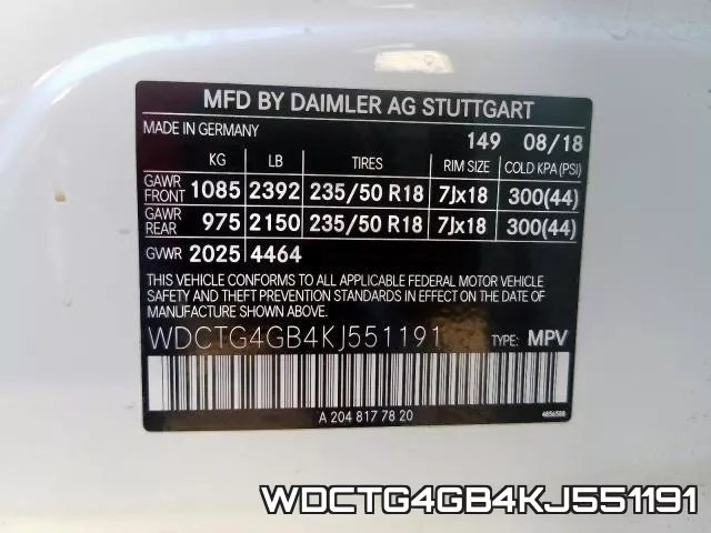 WDCTG4GB4KJ551191 фото 2