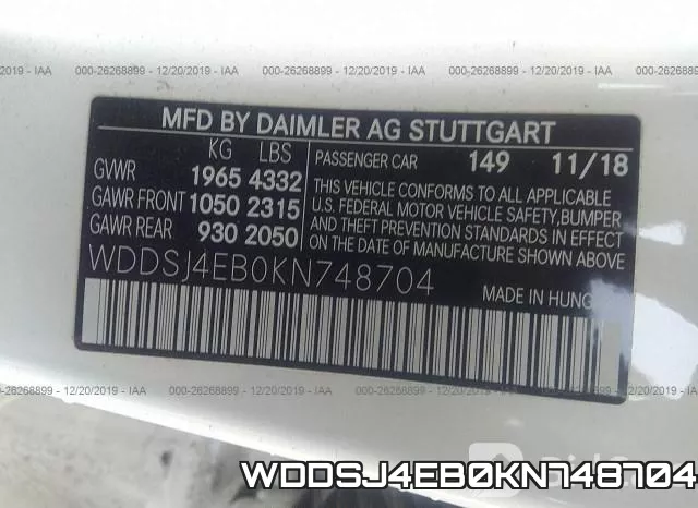 WDDSJ4EB0KN748704 фото 10