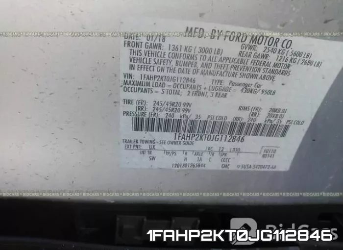 1FAHP2KT0JG112846 фото 10