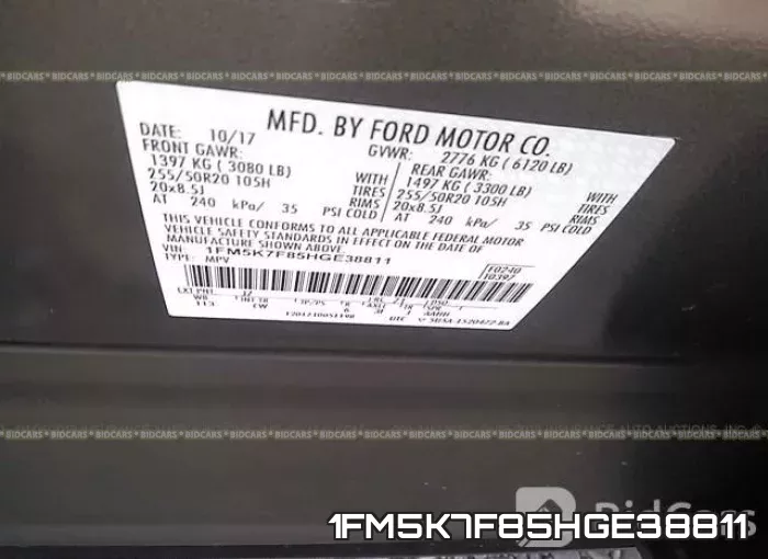 1FM5K7F85HGE38811 фото 9