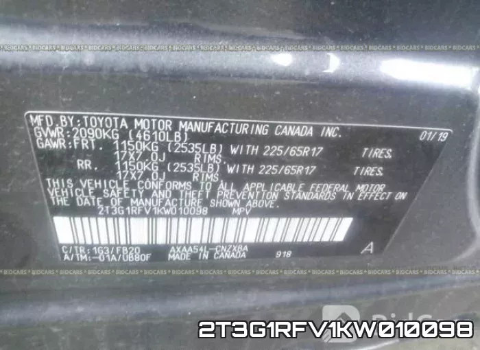 2T3G1RFV1KW010098 фото 10