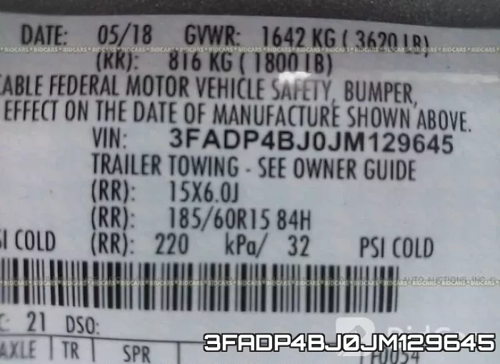 3FADP4BJ0JM129645 фото 10