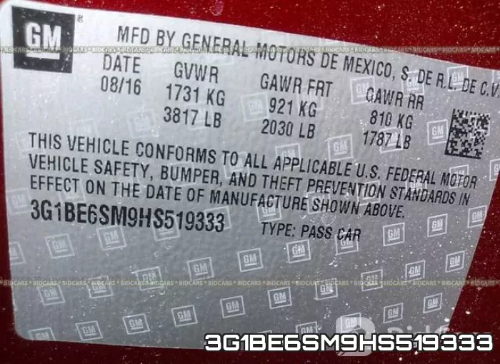 3G1BE6SM9HS519333 фото 10