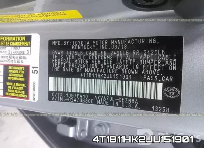 4T1B11HK2JU151901 фото 10