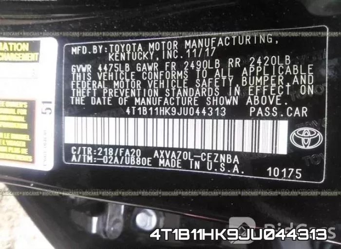 4T1B11HK9JU044313 фото 10