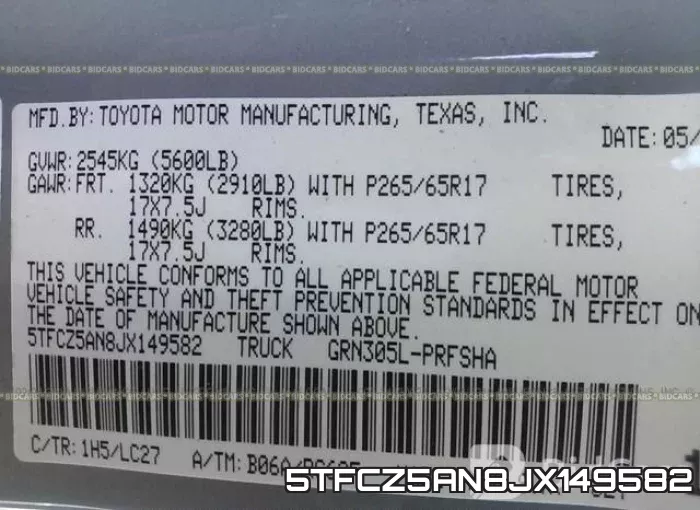5TFCZ5AN8JX149582 фото 10