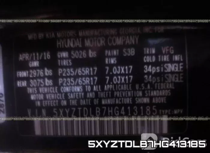 5XYZTDLB7HG413185 фото 10
