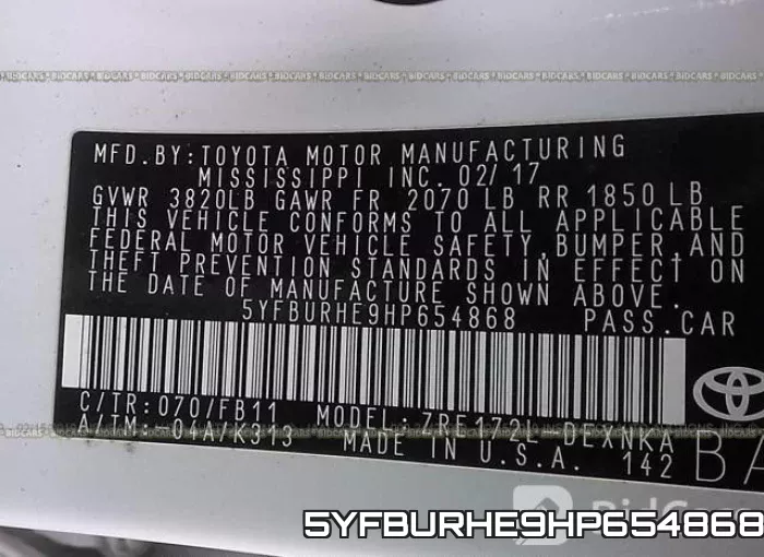 5YFBURHE9HP654868 фото 10