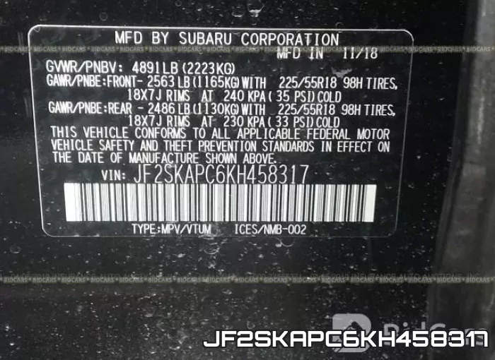 JF2SKAPC6KH458317 фото 10