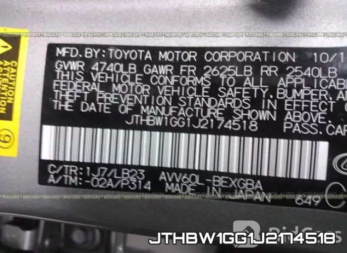 JTHBW1GG1J2174518 фото 10