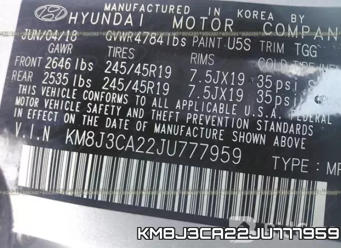 KM8J3CA22JU777959 фото 10