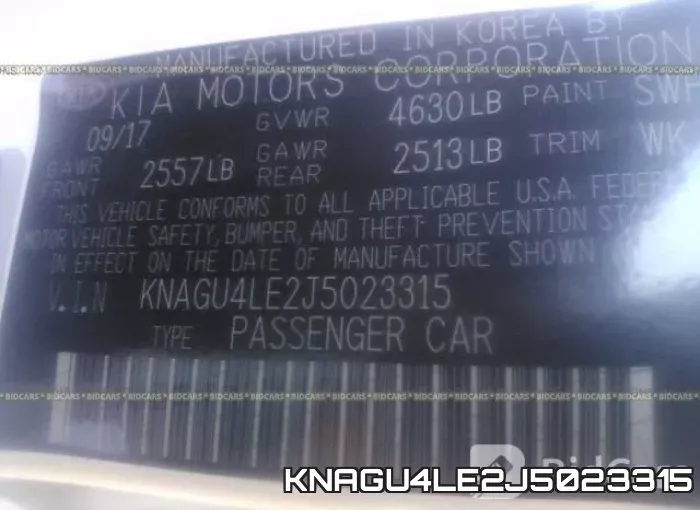 KNAGU4LE2J5023315 фото 10