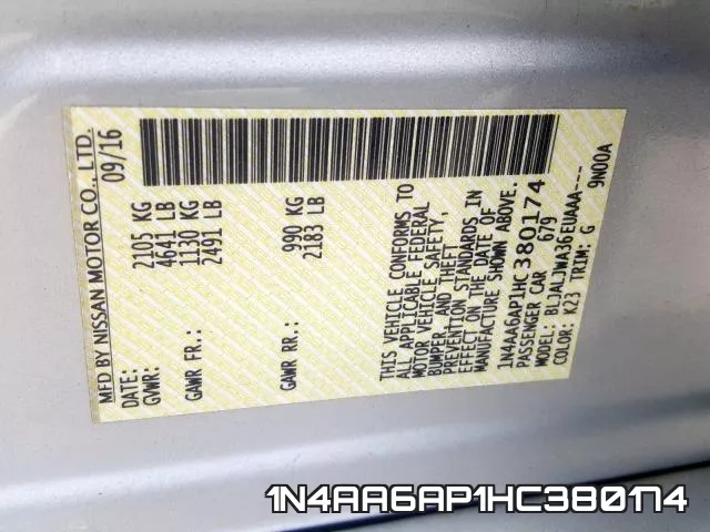 1N4AA6AP1HC380174 фото 2