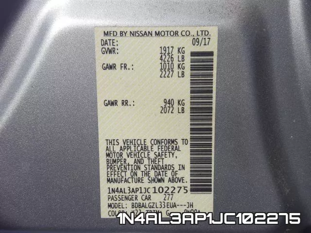 1N4AL3AP1JC102275 фото 2