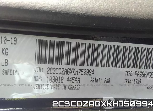 2C3CDZAGXKH750994 фото 10