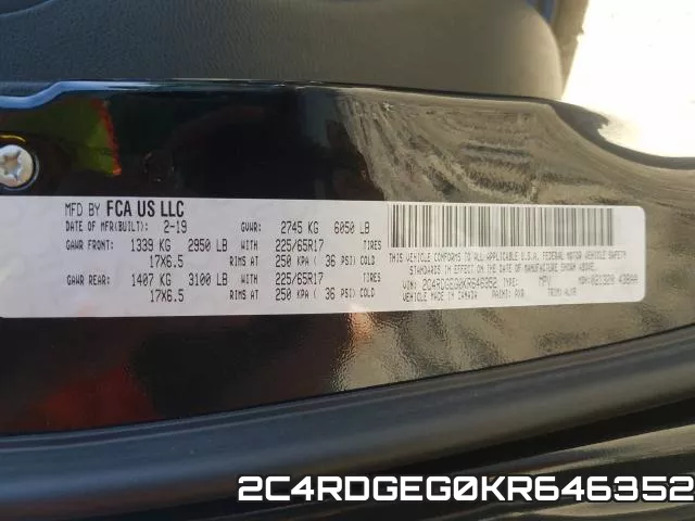 2C4RDGEG0KR646352 фото 2
