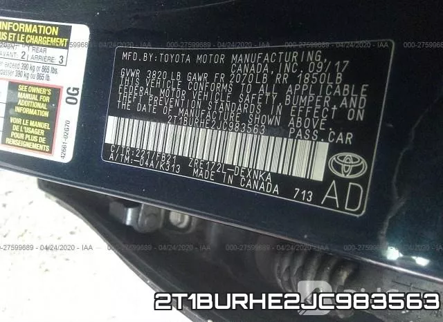 2T1BURHE2JC983563 фото 10