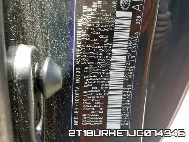 2T1BURHE7JC074346 фото 2
