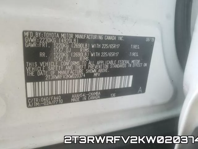 2T3RWRFV2KW020374 фото 2