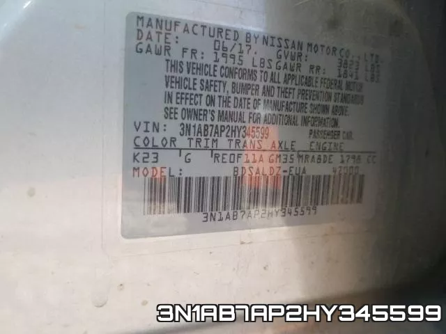 3N1AB7AP2HY345599 фото 2